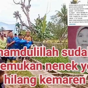 Hilang Dua Hari, Nenek Fatimah Warga Kota Sungai Penuh Akhirnya Ditemukan
