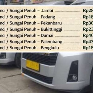 Ini Tarif Terbaru Travel di Kota Sungai Penuh dan Kerinci