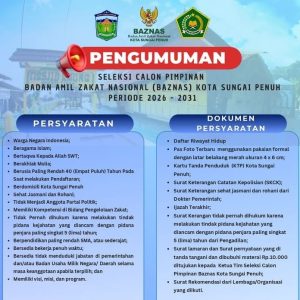 Seleksi Pimpinan Baznas Kota Sungai Penuh 2026-2031 Dibuka. Ini Tahapnnya