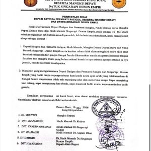 Tokoh Adat Dusun Baru dan Dusun Empih Nyatakan Sikap Tak Hadir di Prosesi Ajun Arah Lima Luhah