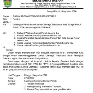Sambut HUT RI Ke-81, Pemkot Sungai Penuh Gelar Lomba Olahraga Tradisional