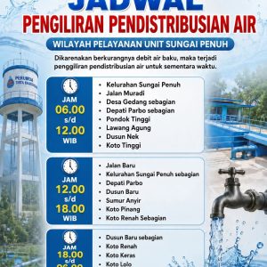 Ini Jadwal Pengiliran Pendistribusian Air PDAM Tirta Khayangan