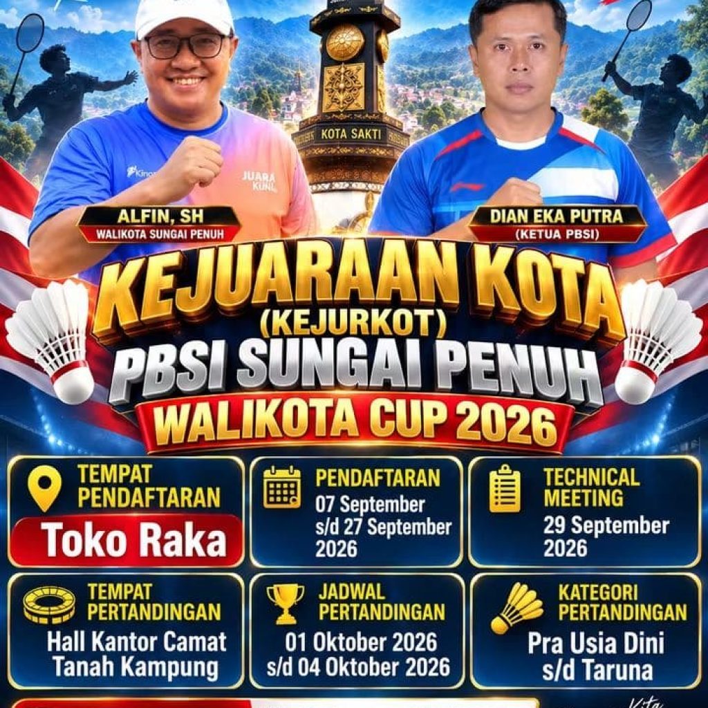 Jaring Bibit Atlet Bulu Tangkis Masa Depan. PBSI Kota Sungai Penuh Gelar Kejurkot 2026