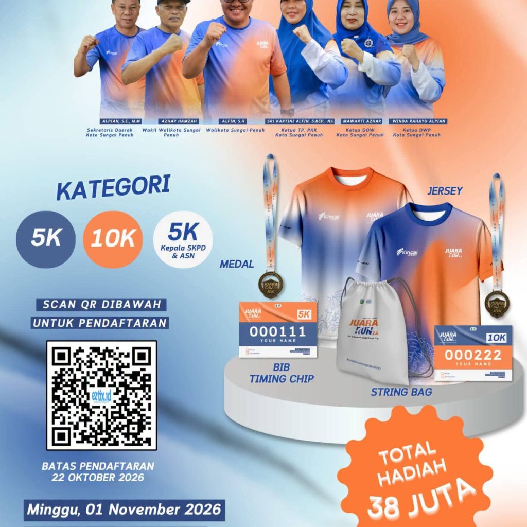 H-3 Jumlah Pendaftar JUARA Fun Run Kota Sungai Penuh 2026 Masih Sepi
