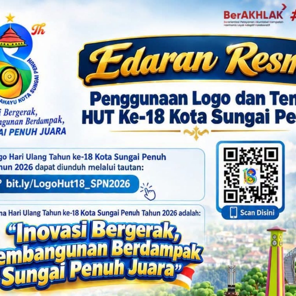 Resmi Diluncurkan, Logo HUT Ke-18 Kota Sungai Penuh “Inovasi Bergerak, Pembangunan Berdampak, Sungai Penuh Juara”